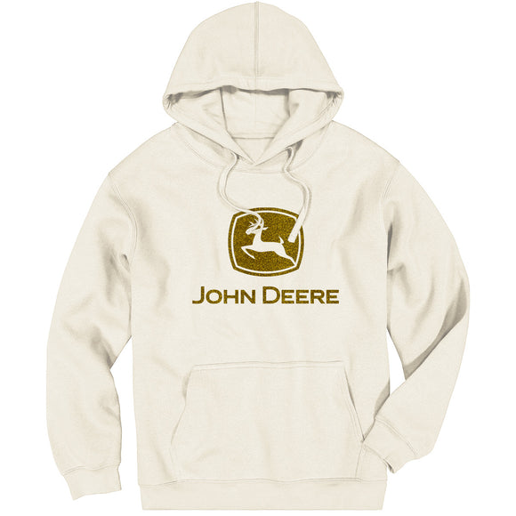 John Deere Women's Ivory Gold Glitter Hoodie