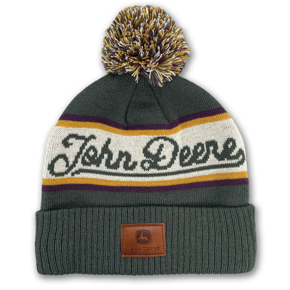 John Deere Vintage Pompom Jacquard Beanie