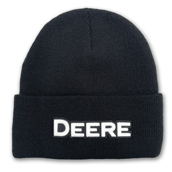 John Deere Black Cuffed Knit Deere Print Beanie