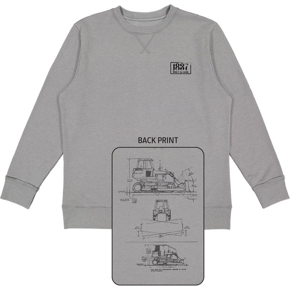 John Deere Vintage Schematic Long Sleeve Crew Fleece