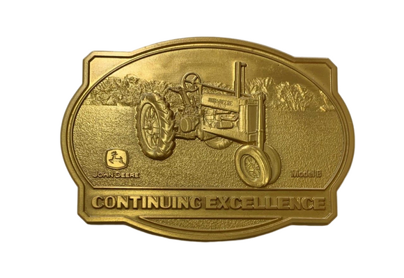 John Deere B Brass Gold Plate Belt Buckle