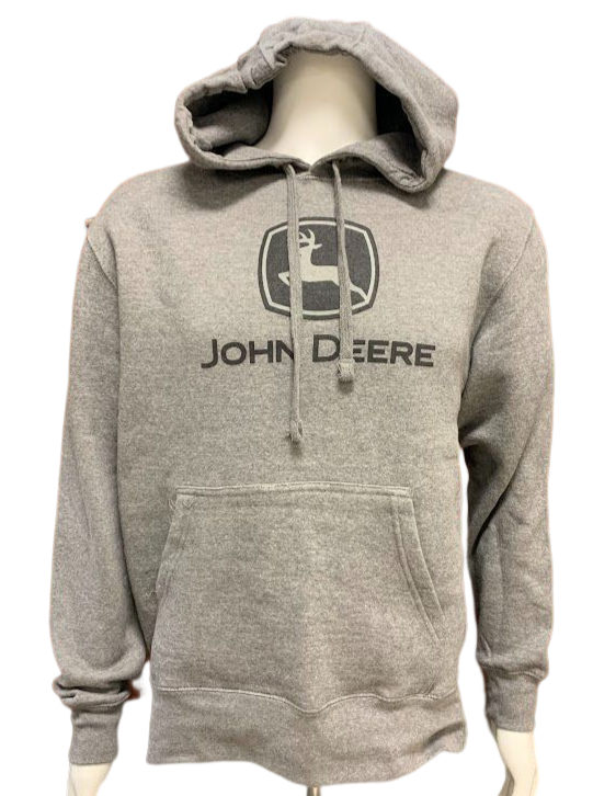 John Deere Mens Charcoal Tonal Fleece Hoodie