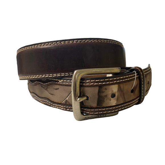 John Deere Men's Brown Leather Belt
