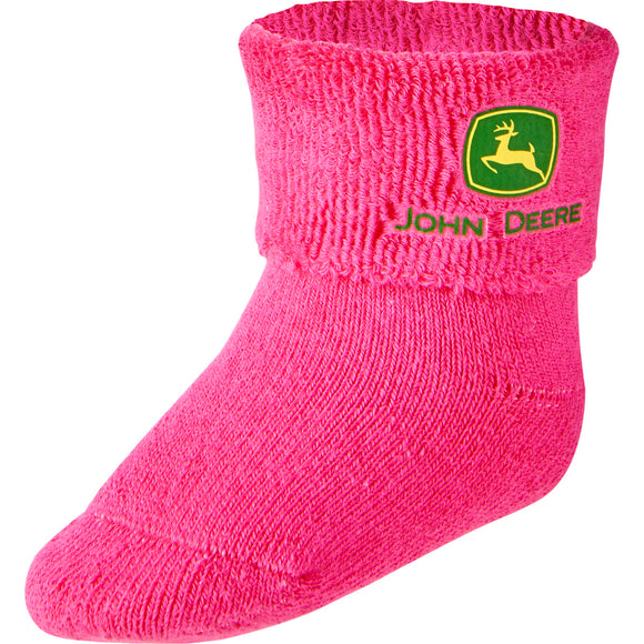 John Deere Infant Bootie Sock Pink