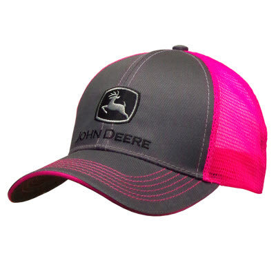 John Deere Women's Charcoal and Neon Pink Cap
