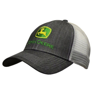 John Deere Mens Charcoal Denim Look Cap