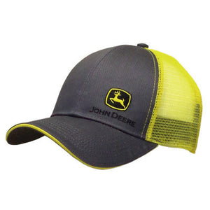 John Deere Mens Charcoal and Yellow Logo Cap