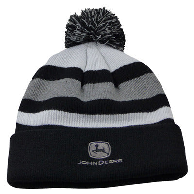 John Deere Black-Gray-White Knit Hat
