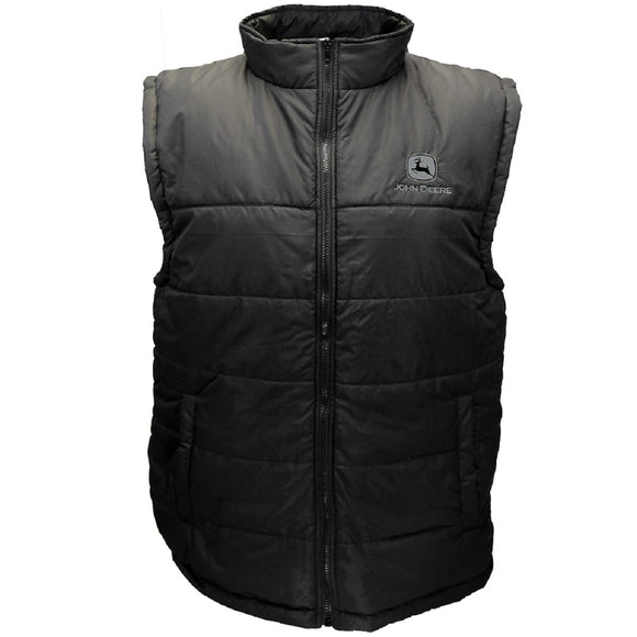 John Deere Mens Black Polyfill Zipper Vest
