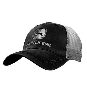 John Deere Men's Black Oilskin Front Cap