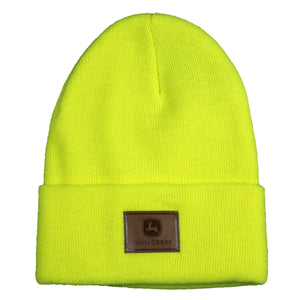 John Deere Yellow Sueded Patch Beanie