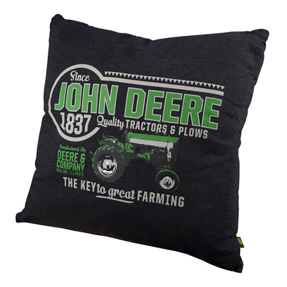 John Deere Black Vintage Tractor Pillow