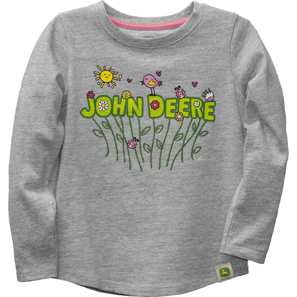 John Deere Girls Toddler Flower Long Sleeve