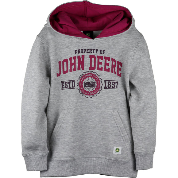 John Deere Girls Child Grey Fleece Pullover