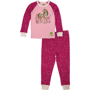 John Deere Girl Toddler PJ Set Peony Polka Dot