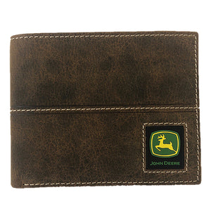John Deere Men's Distressed Leather Bi-Fold Wallet