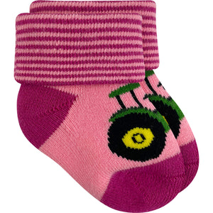 John Deere Infant Girl Bootie Sock Pink