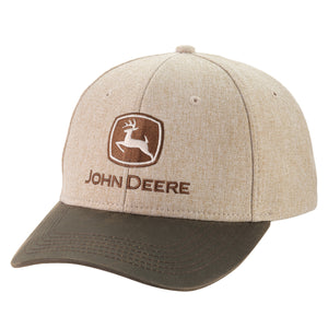 John Deere Khaki/Brown Faux Waxy Cap