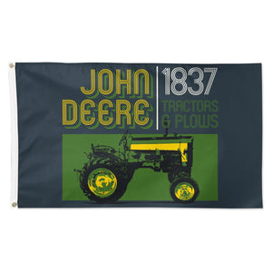 John Deere Black Retro Tractor Sign Flag