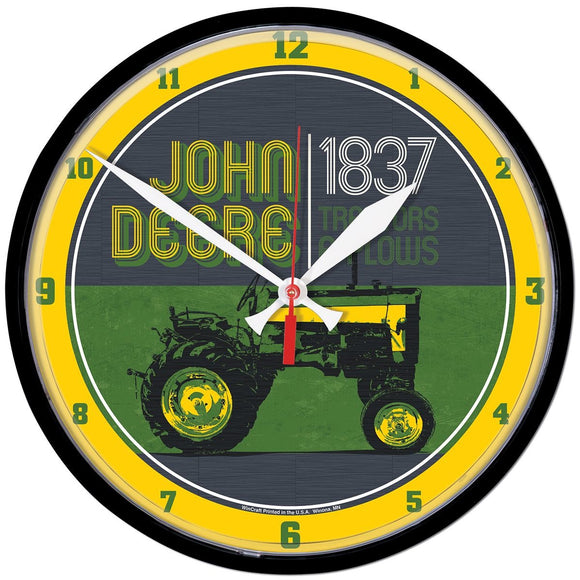 John Deere Yellow Tractorside Clock