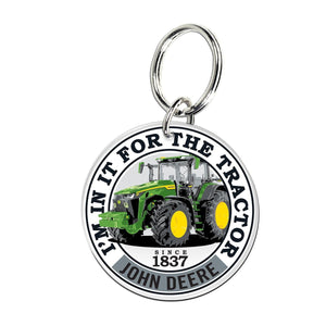 John Deere White I'm In It For Tractor Key Ring