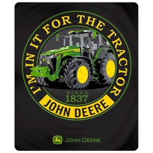 John Deere Black In It For Tractor Blanket