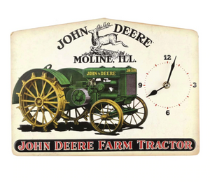 John Deere Farm Tractor Tin Sign Clock