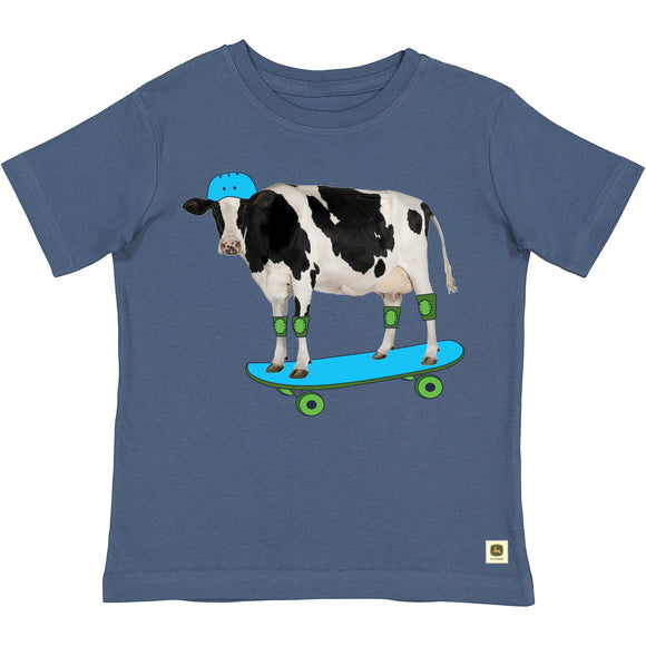 John Deere Toddler Skateboarding Cow Tee