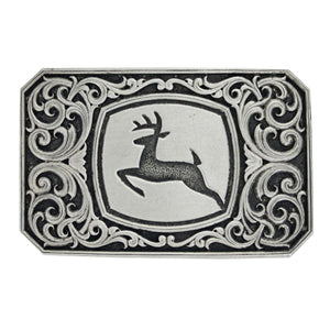 John Deere Antiqued Silver Filigree Buckle