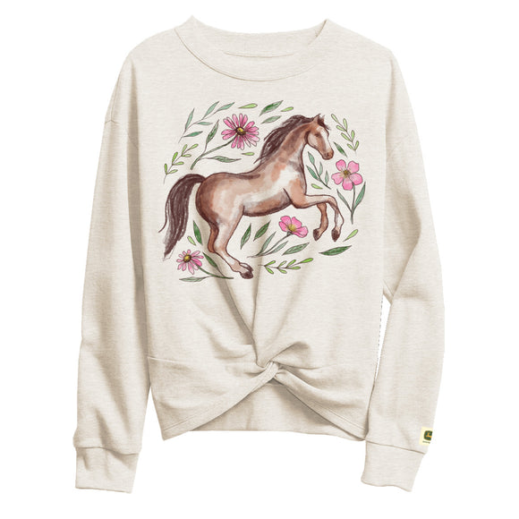 John Deere Kids Horse Twist Front Fleece Top