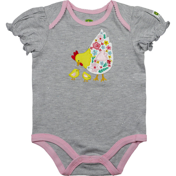 John Deere Girl Infant Bodysuit Chicken